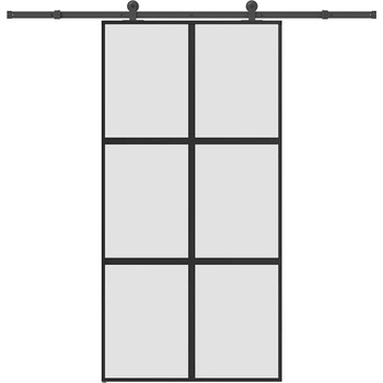 vidaXL Плъзгаща се врата с обков 102, 5x205 см Закалено стъкло&Алуминий (3332964)