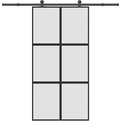 vidaXL Плъзгаща се врата с обков 102, 5x205 см Закалено стъкло&Алуминий (3332964)
