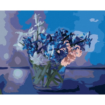 Zuty Malování Podle Čísel Směs Jarních Hyacintů Ve Váze 80 x 100 cm Plátno Rám