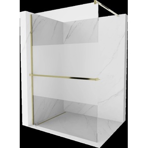 Mexen Kioto+ душ стена с рафт Walk-in 120 x 200 cm, прозрачно/матово, злато - 800-120-121-50-35 (800-120-121-50-35)
