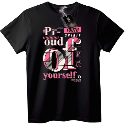 NOONEBRAND Тениска Горд от Себе Си - M, Black
