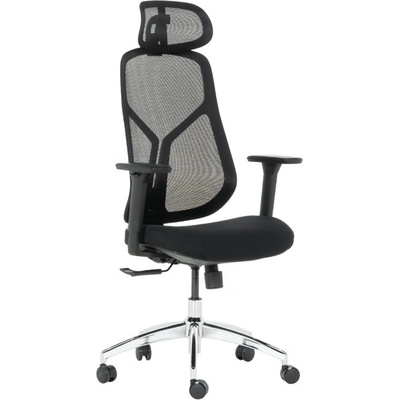 Работен стол Carmen 7901, до 130кг. макс тегло, дамаска/мрежа, ергономичен, хромирана база, мултиблок механизъм, регулируем люлеещ механизъм, газов амортисьор, черен (bt-3520180)