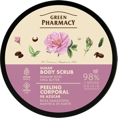 Green Pharmacy Sugar Body Scrub - cukrový telový peeling 200 ml Damask Rose ● Shea Butter - damašková ruža a bambucké maslo