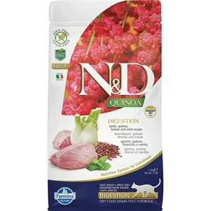 Farmina N&d cat grain free quinoa digestion lamb - за добро храносмилане, за котки над 1 година, с агнешко месо, киноа, копър, мента и артишок - 300 гр pnd0030018