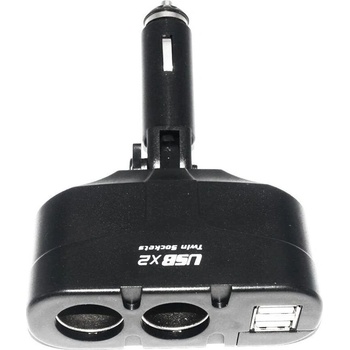 Разклонител за запалка WF-0668, 2 гнезда, 2 USB изходa 12/24V (WF-0668)