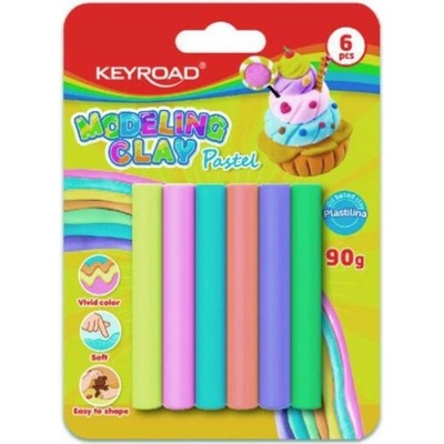 Plastelína KEYROAD pastel, blister 6 ks, mix farieb