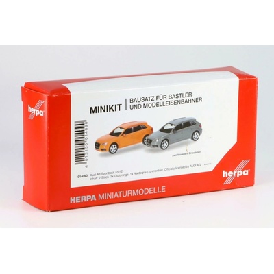Herpa Sada 2ks: Audi A3 oranžová a šedá stavebnice 1:87