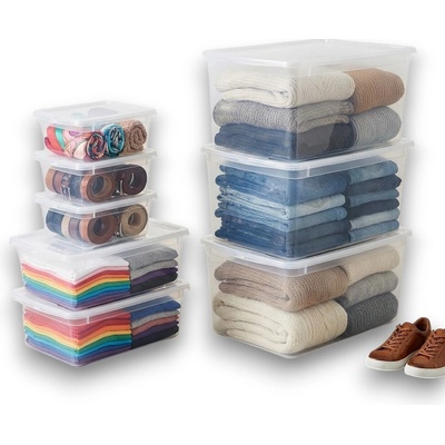 Keeeper Sada úložných boxů s víkem BEA Clearbox 3 x 1,7 l 2 x 5,5 l 3 x 18 l