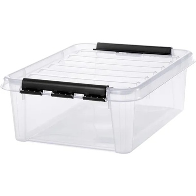 SMARTSTORE Пластмасова кутия за съхранение, 21 литра, с черни дръжки, SMARTSTORE "Classic 24", прозрачна 3494070 (3494070)