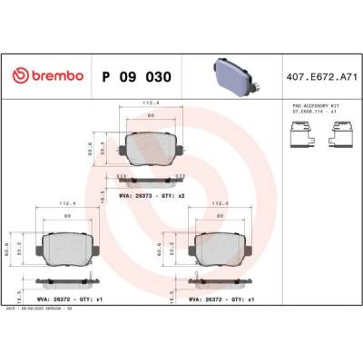 BREMBO Sada brzdových platničiek P09 030