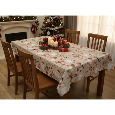 Mybesthome Vánoční ubrus Natale MAGIC II. béžová motiv E 130x170 cm