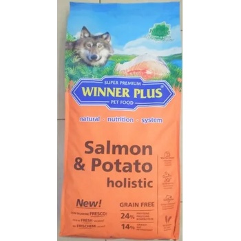 WINNER PLUS Salmon & Potato holistic - холистична храна за пораснали, чувствителни кучета БЕЗ ЗЪРНО, за всички породи, Германия - 12 кг