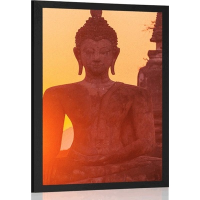Plakát socha Buddhy uprostřed kamenů - 40x60 no frame