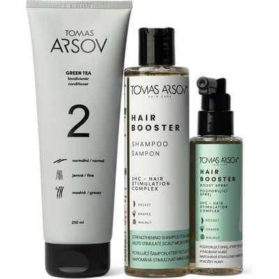 Tomas Arsov pre rast vlasov pre tehotné a dojčiace ženy Hair Booster šampón 250 ml + Green Tea kondicionér 250 ml + Hair Booster sprej 110 ml