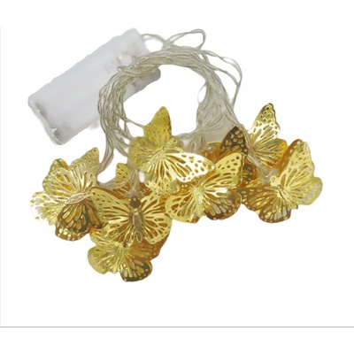 Hjlight Světelný řetěz se zlatými motýly a průhledným kabelem 2 m 10 LED