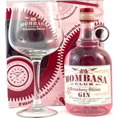 Mombasa Club Strawberry gin 37,5%, 0,7 l (dárkové balení 2 sklenice)