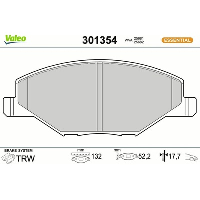 Sada brzdových platničiek kotúčovej brzdy VALEO 301354