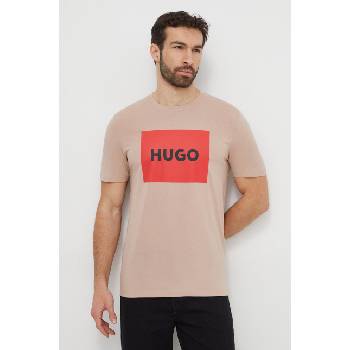 HUGO Памучна тениска hugo в бежово с принт 50467952 (50467952)