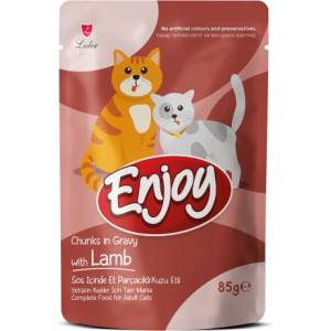 Enjoy Cat Adult Pouch Lamb in Gravy 85gr - Беззърнен пауч с агнешко месо 85гр