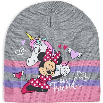 Minnie Dievčenská pletená čiapka Disney BEST FRIENDS šedá