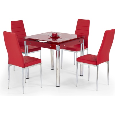 Bogdan Furniture Europe Разтегателна трапезна маса Мебели Богдан модел 27-Kent BM червен, стъкло / метал, размери: 80-130 / 80 / 76 см