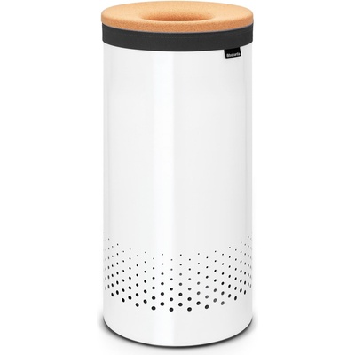 Brabantia Кош за пране 35 л Brabantia стоманен с капаче от корк бял (104367)