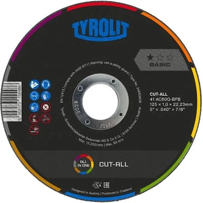 Kotuc Tyrolit 125x1,0mm, 41C, AC60Q-BFB, Universal, CUT-ALL, Basic *
