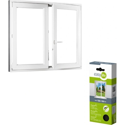 Okna Hned Sada plastové okno 130x130, pravé, otevíravé i sklopné, bíle + síť proti hmyzu