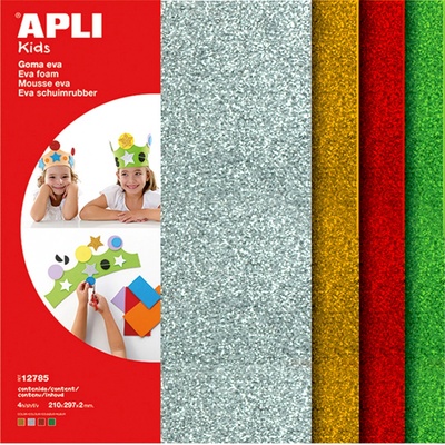 APLI pěnovka se třpytkami 210 x 297 mm mix 4 barev 4 ks – Sleviste.cz