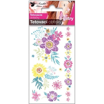 Anděl Tetovací obtisky s glitry Květiny