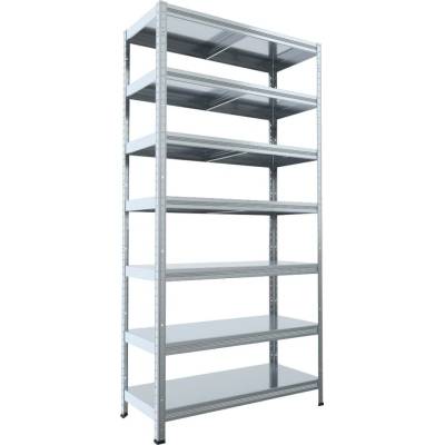 Biedrax Regál do technické místnosti 40 x 80 x 270 cm, pozink, 7 polic plech, nosnost 100 kg na polici