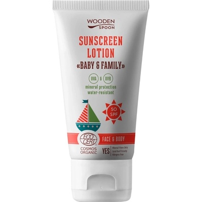Wooden Spoon Био слънцезащитен лосион Wooden Spoon - Baby & Family, SPF 50, 150 ml