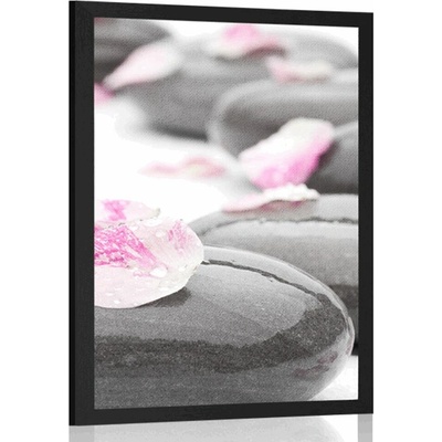 Plakát wellnes kameny s lupínky - 20x30 black
