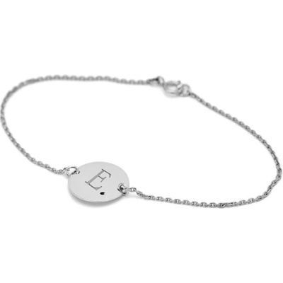 Eppi platinový s černým diamantem a gravírem písmene Juna BR41228