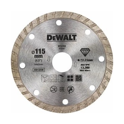 DeWALT DT3702 Diamantový kotouč Turbo pro suché řezání, 115 mm