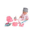 Moni Пишкаща музикална кукла Moni Toys - 36 cm, със сива шапка (109297)