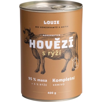 Louie Dog Hovädzie a bravčové s ryžou 400 g