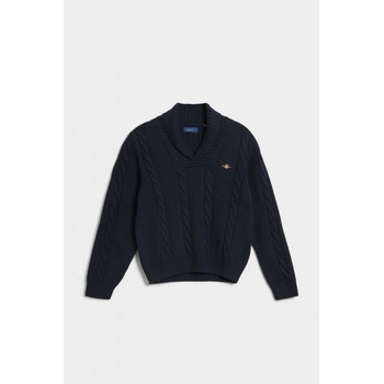 Gant D1. Shawl Collar Cable Knit modrá