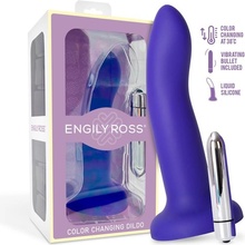 Engily Ross Dildox Vibrating Color Changing Liquid Silicone Dildo 17 cm Purple