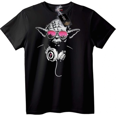 NOONEBRAND Тениска Йода с Розови Слънчеви Очила - M, Black