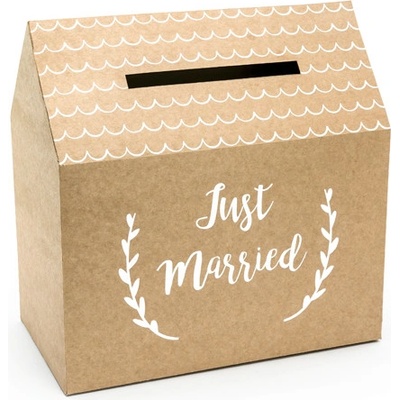 Svatební truhlička na gratulace "Just Married" KRAFTOVÁ – Zboží Dáma