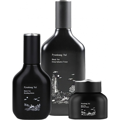 Pyunkang Yul Black Tea Line Gift Set Spevňujúca sada proti vráskam a pre hydratáciu pleti Tonikum 130 ml + Sérum 45ml + Krém 60 ml