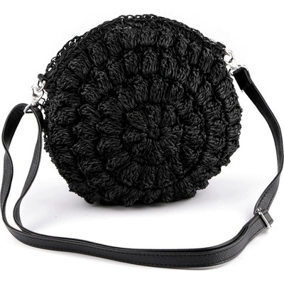 Háčkovaná kabelka z rafie lýka se zipem crossbody 1 přírodní hnědá