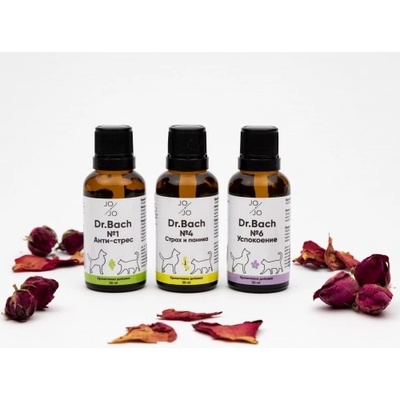 JO & JO Ltd Капки на д-р Бах Комбинация 1, 4 и 6 - АНТИ СТРЕС за Домашни Любимци - 3 х 30 мл, България