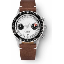 Nivada Grenchen Chronomaster White Panda Inter. Bezel - Manual - Brown leather White Stitching