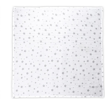 Lorelli Памучна пелена Lorelli - 80 х 80 cm, Бяла със сиви звезди (10340092307)