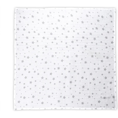 Lorelli Памучна пелена Lorelli - 80 х 80 cm, Бяла със сиви звезди (10340092307)
