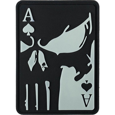Gumová nášivka 101 Inc Ace of spades punisher Glow - svietiací
