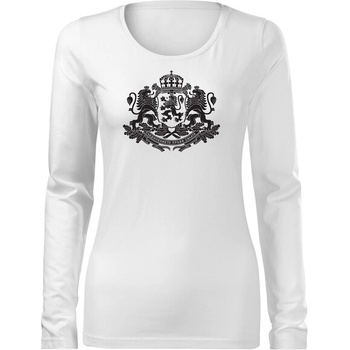 Image 1 of DRAGOWA Slim дамска тениска с дълъг ръкав Герб на България, бяла (37448)