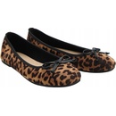 Baleríny topánky vzor bodky klasické ploché zdobenie mašlička hnedé